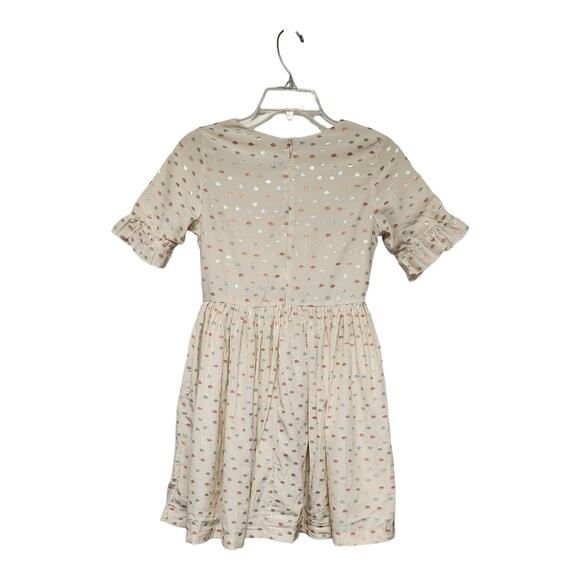 Gymboree Cream Metallic Polka-Dots Colored Fit & Flare Dress Size 12 - Picture 2 of 6